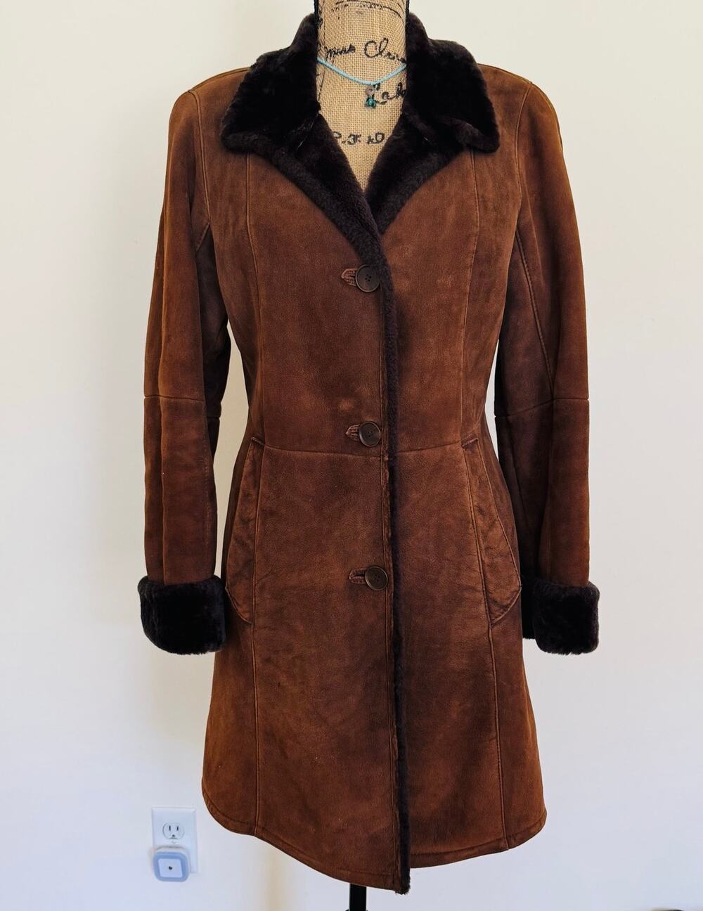 Dominic Bellissimo Spanish Lambskin Shearling Sheepskin Brown Jacket Small